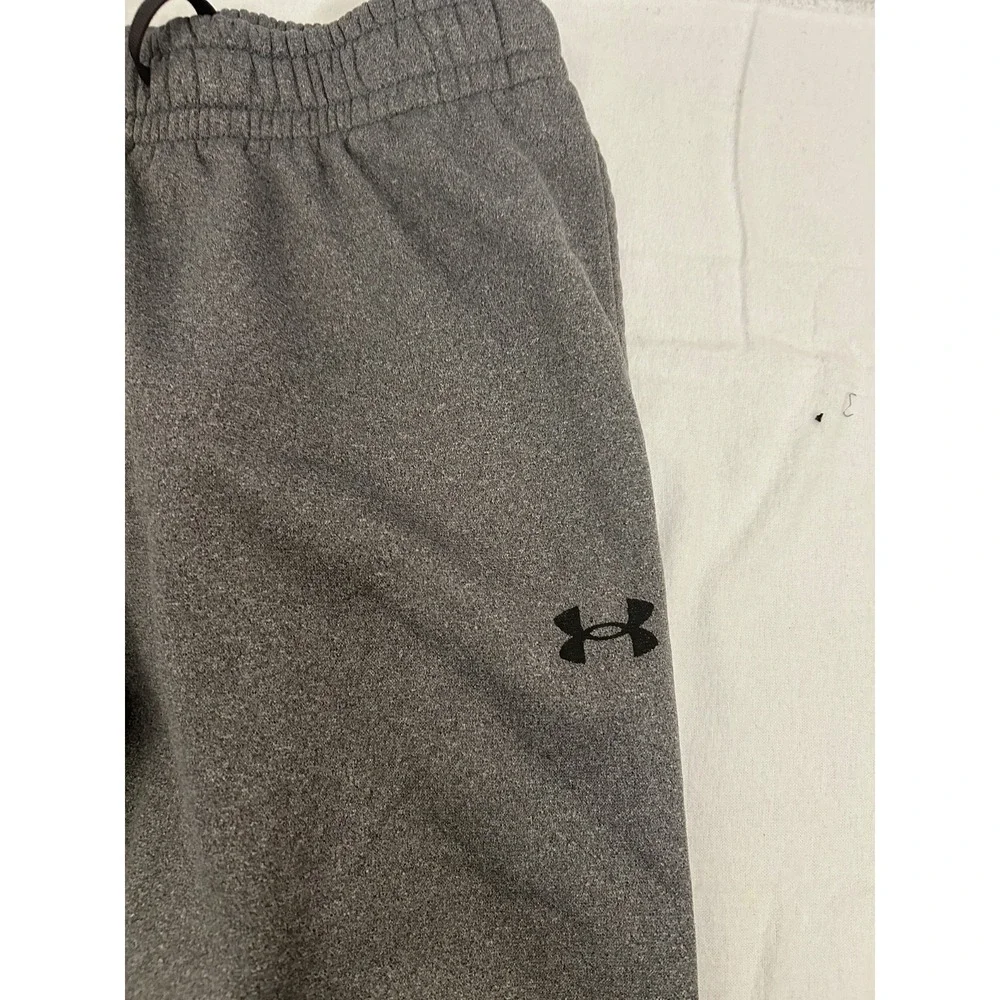 Under Armour Boys Youth Large Grey Logo Polyester Jogger Sweatpants Sz‎ L